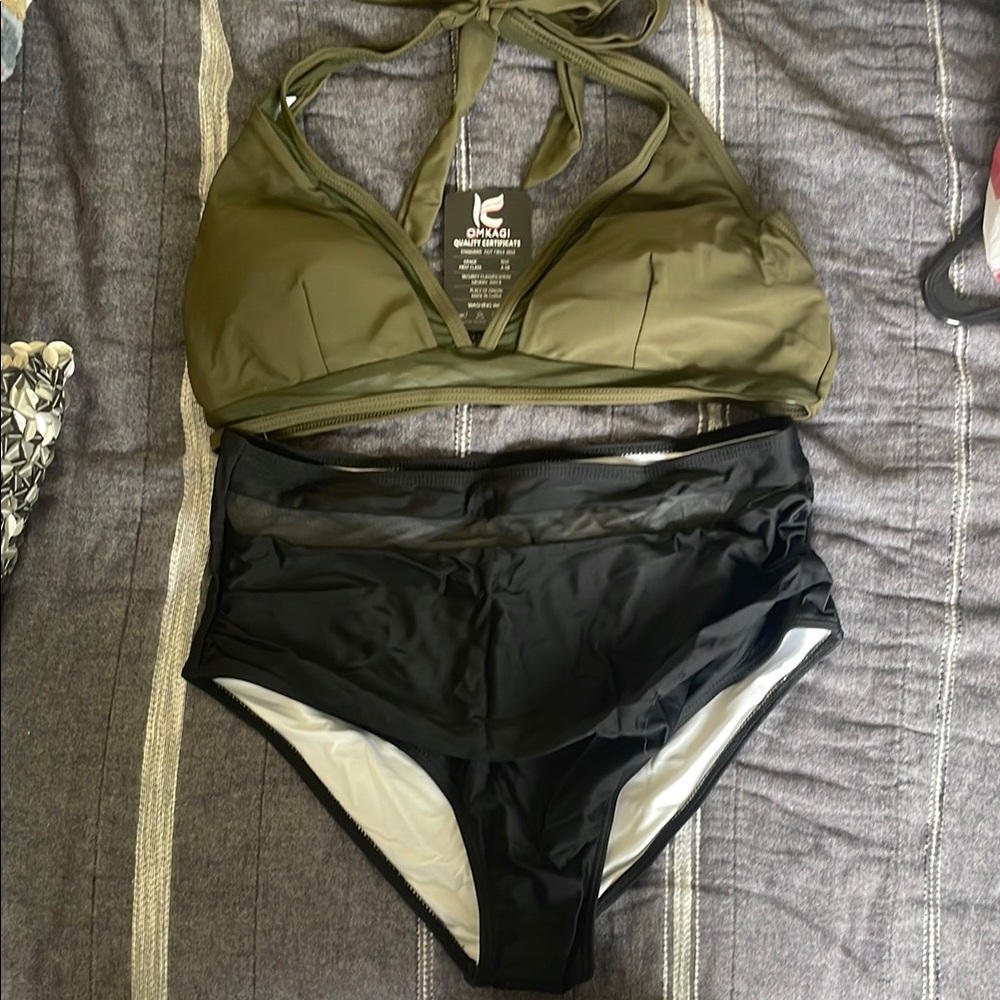 Green and Black Athletic Bikini Set